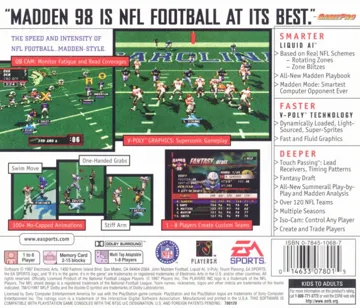 Madden NFL 98 (US) box cover back